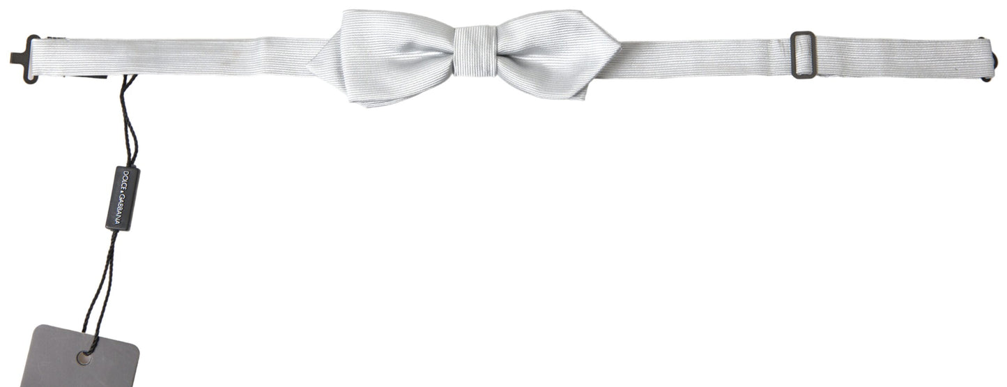 Dolce & Gabbana Gray Silk Adjustable Men Neck Papillon Bow Tie