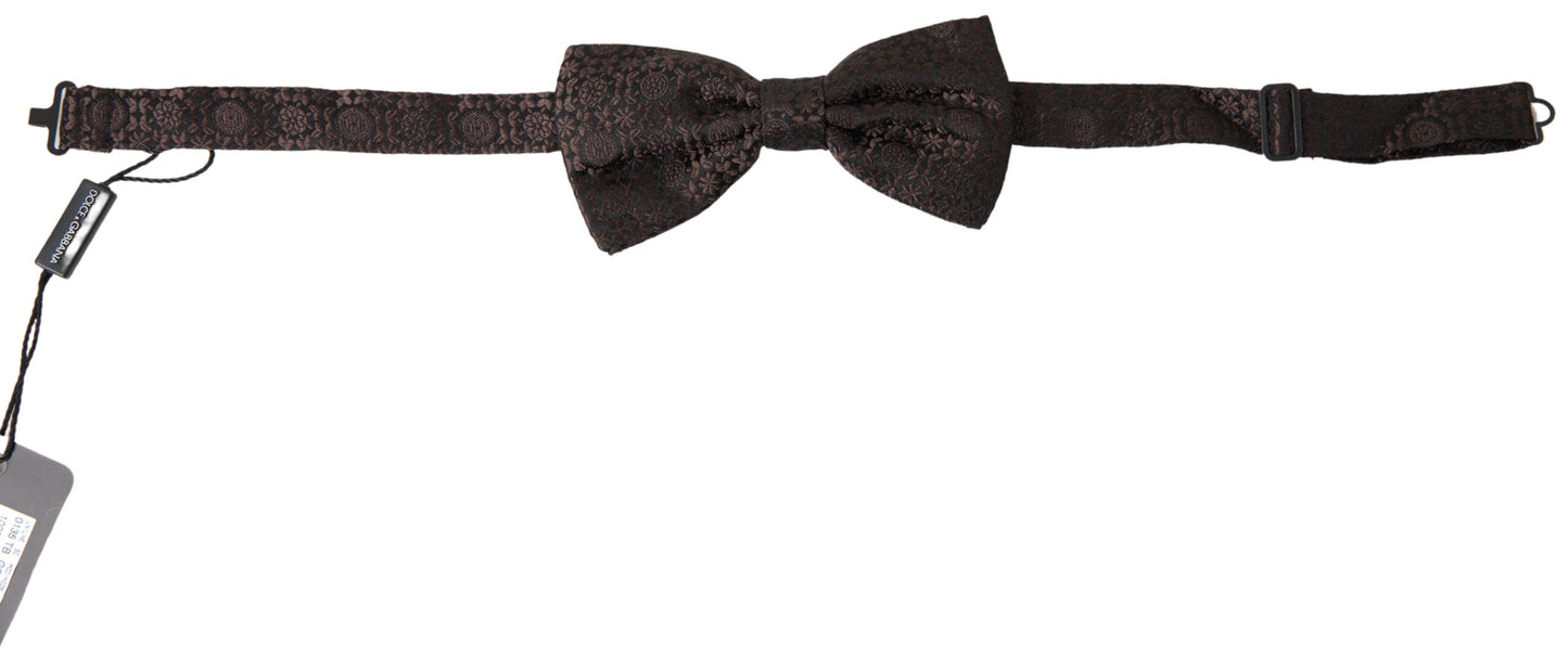 Dolce & Gabbana Brown Floral Jacquard Adjustable Neck Papillon Bow Tie