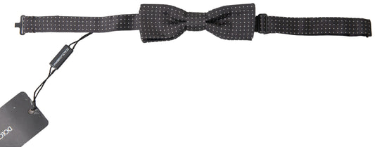 Dolce & Gabbana Black Polka Dot Silk Adjustable Men Neck Papillon Bow Tie