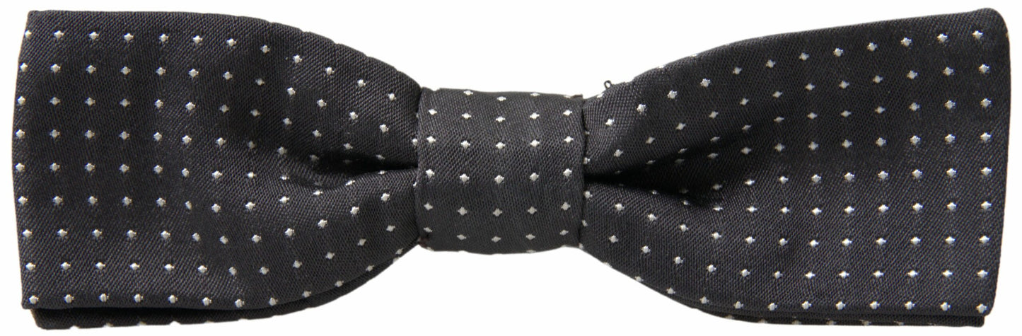 Dolce & Gabbana Black Polka Dot Silk Adjustable Men Neck Papillon Bow Tie