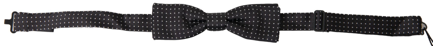 Dolce & Gabbana Black Polka Dot Silk Adjustable Men Neck Papillon Bow Tie