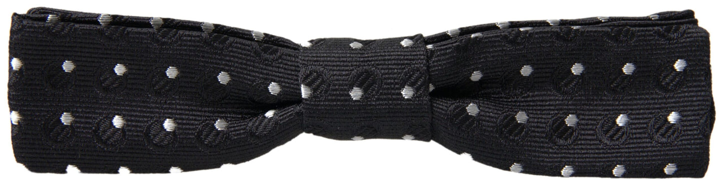 Dolce & Gabbana Black Polka Dot Silk Adjustable Men Neck Papillon Bow Tie