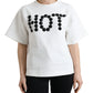 Dolce & Gabbana White Stretch Black HOT Crystal Embellished T-Shirt