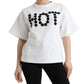 Dolce & Gabbana White Stretch Black HOT Crystal Embellished T-Shirt