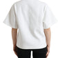 Dolce & Gabbana White Stretch Black HOT Crystal Embellished T-Shirt