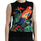 Dolce & Gabbana Black Parrot Wool Sleeveless Shirt