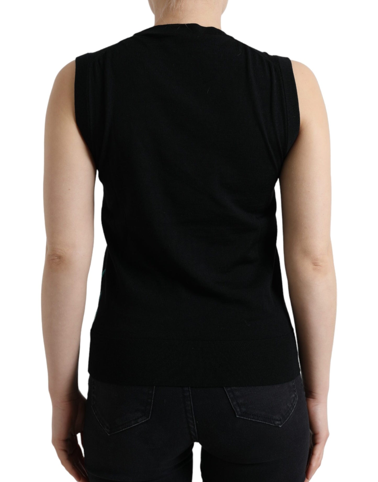 Dolce & Gabbana Black Parrot Wool Sleeveless Shirt