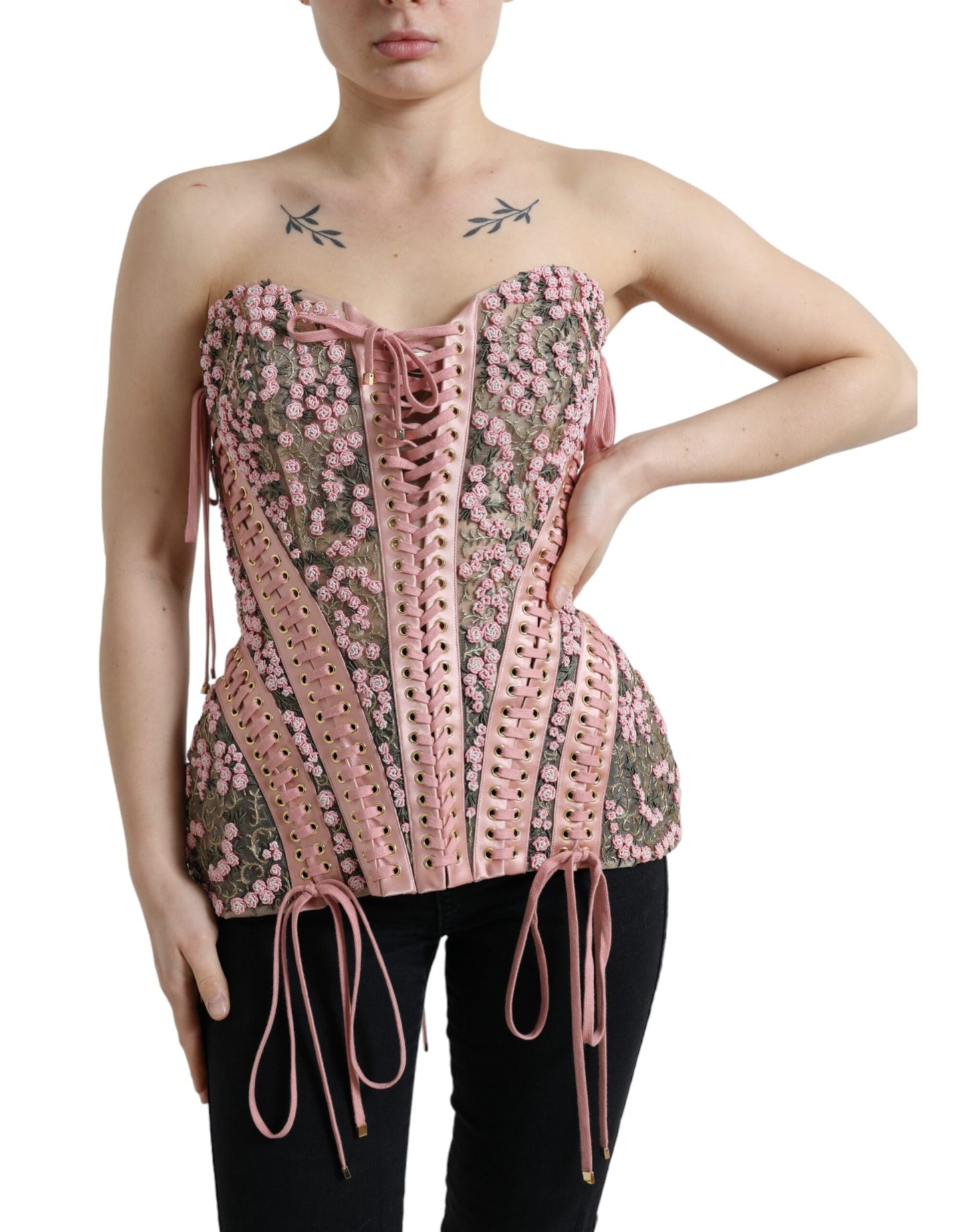 Dolce & Gabbana Silken Pink Bustier Corset Top