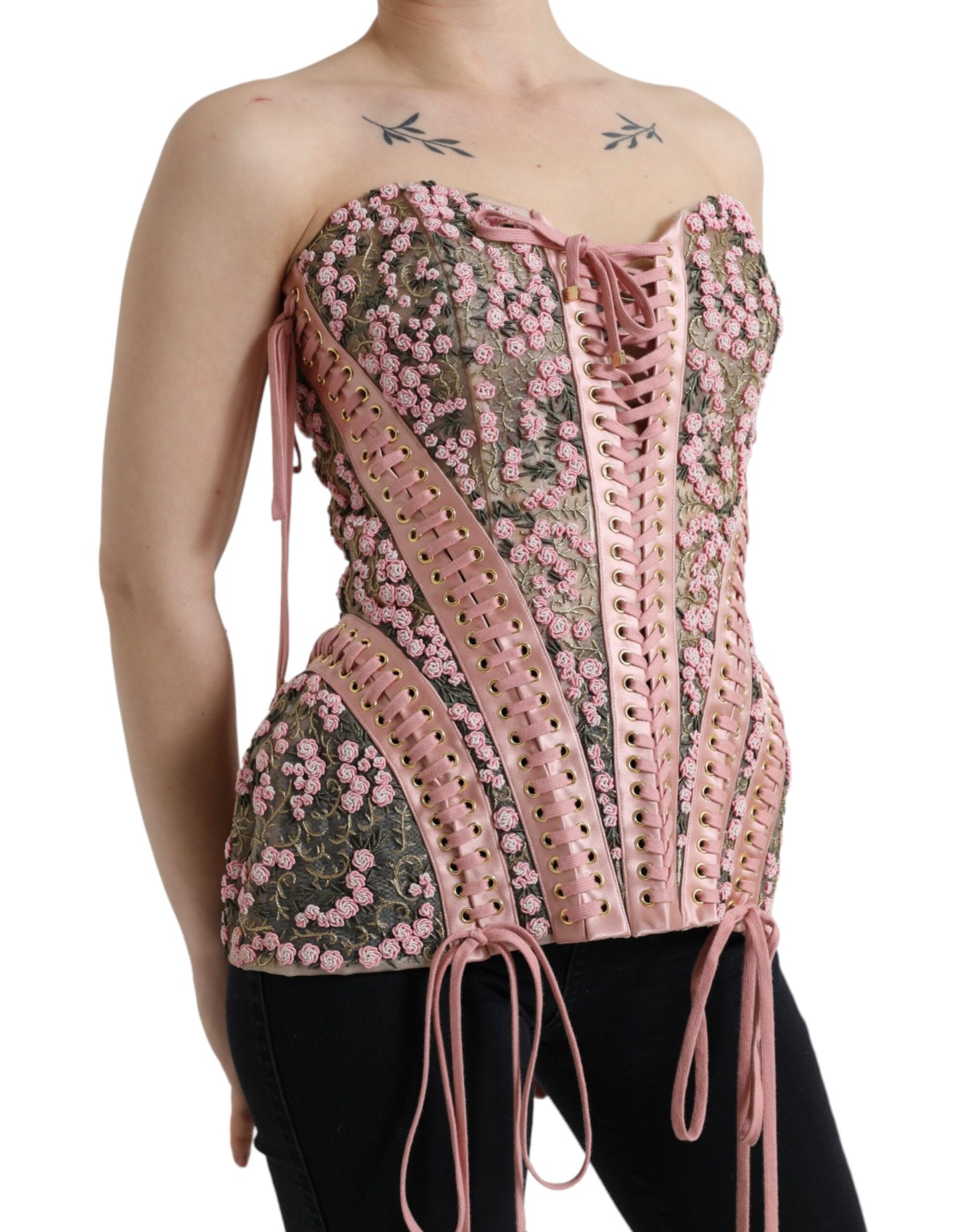 Dolce & Gabbana Silken Pink Bustier Corset Top