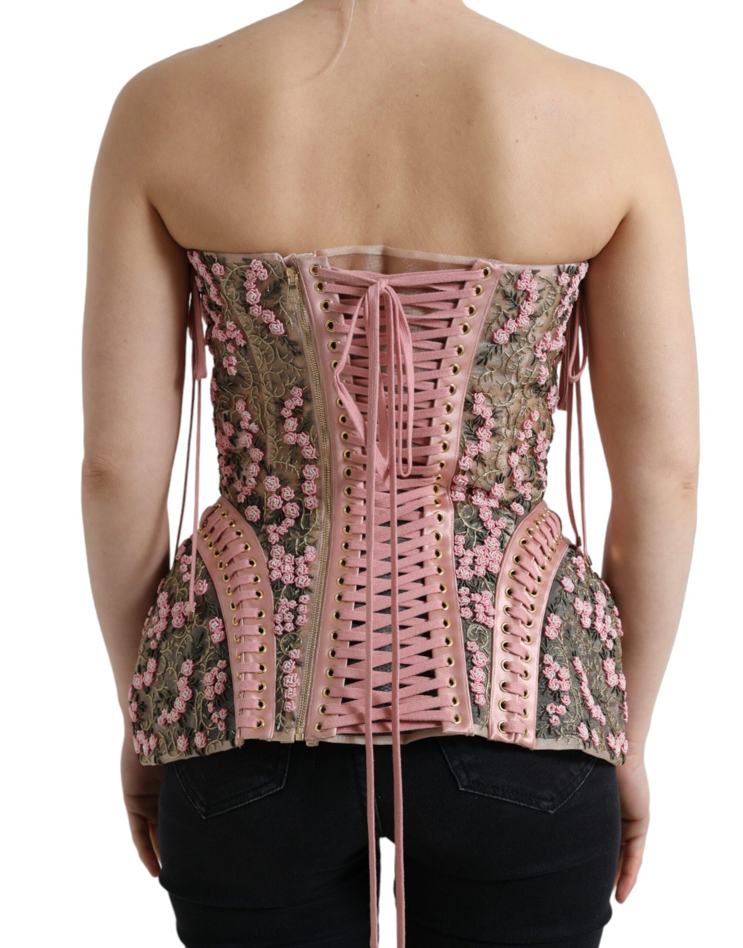 Dolce & Gabbana Silken Pink Bustier Corset Top