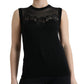 Dolce & Gabbana Black Cashmere Lace Trim Sleeveless Top