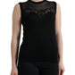 Dolce & Gabbana Black Cashmere Lace Trim Sleeveless Top