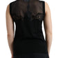 Dolce & Gabbana Black Cashmere Lace Trim Sleeveless Top