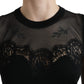 Dolce & Gabbana Black Cashmere Lace Trim Sleeveless Top