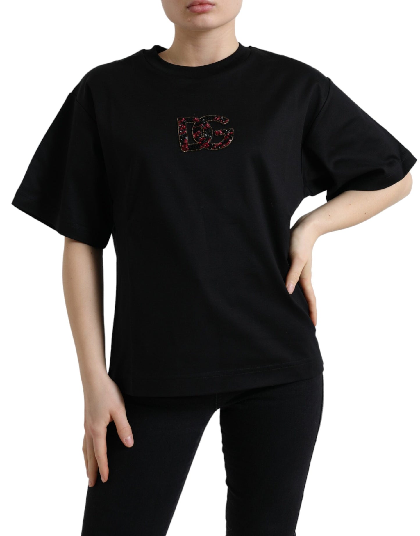 Dolce & Gabbana Black DG Crystal Logo T-shirt