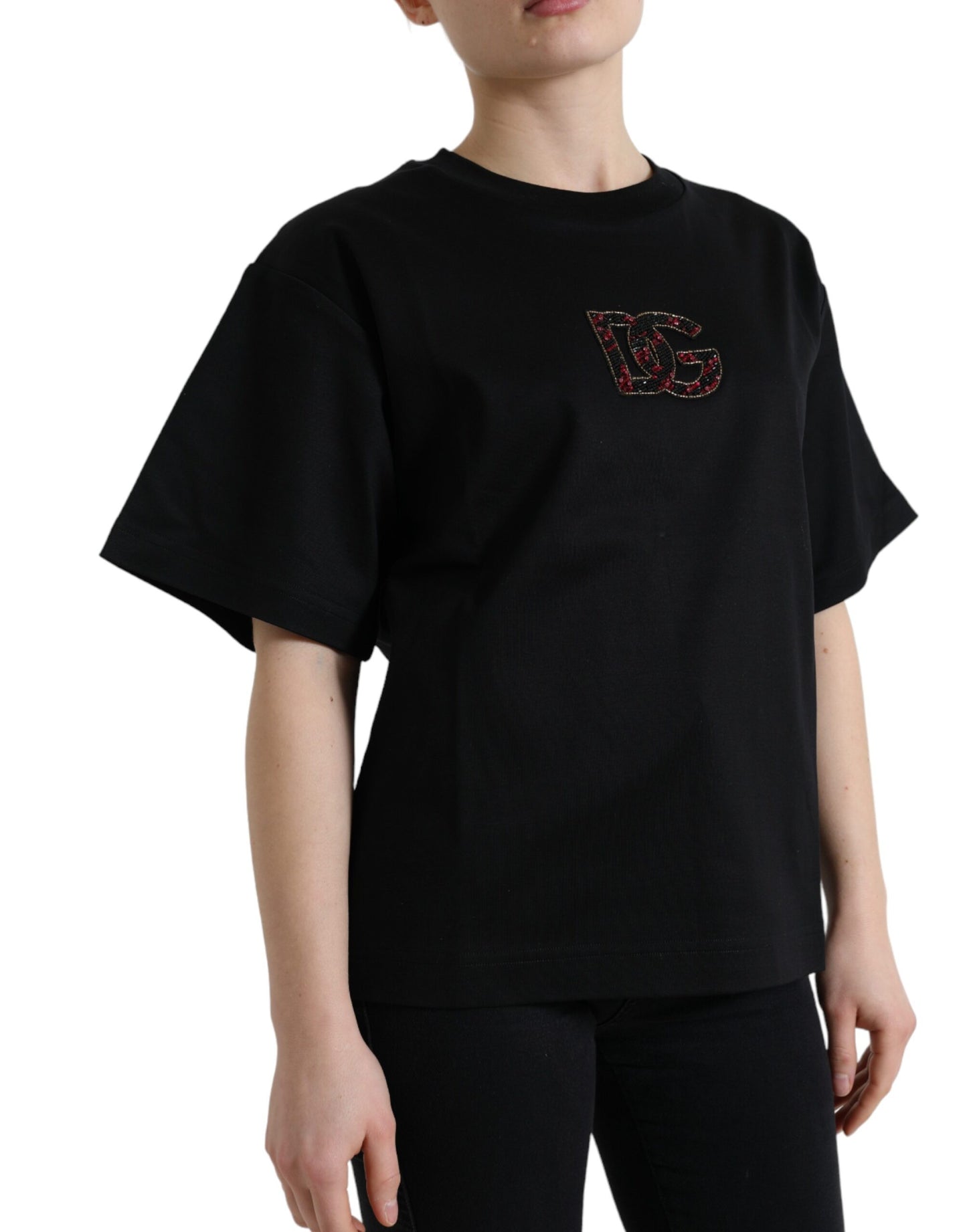 Dolce & Gabbana Black DG Crystal Logo T-shirt