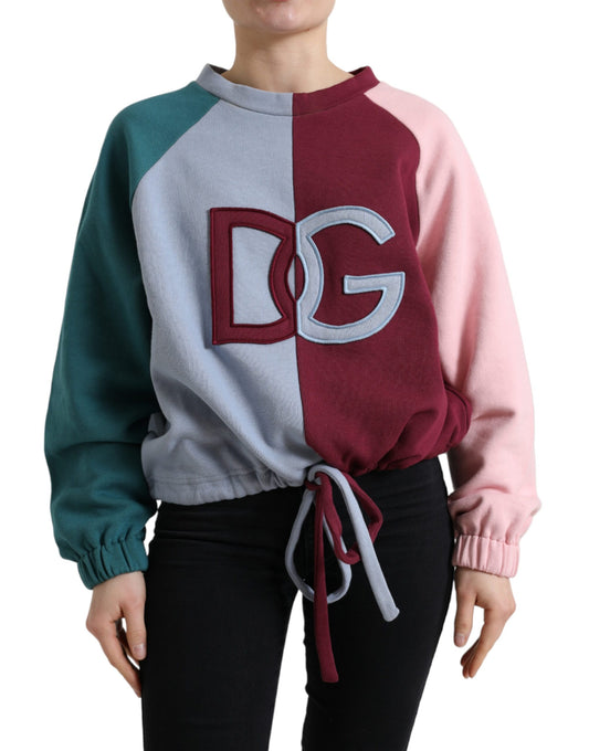 Dolce & Gabbana Multicolor Logo Tie Waist Pullover Sweater