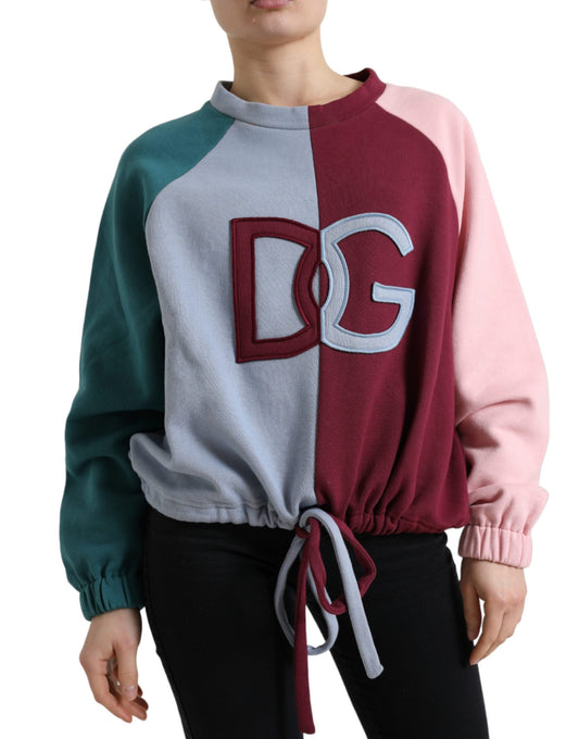 Dolce & Gabbana Multicolor Logo Tie Waist Pullover Sweater