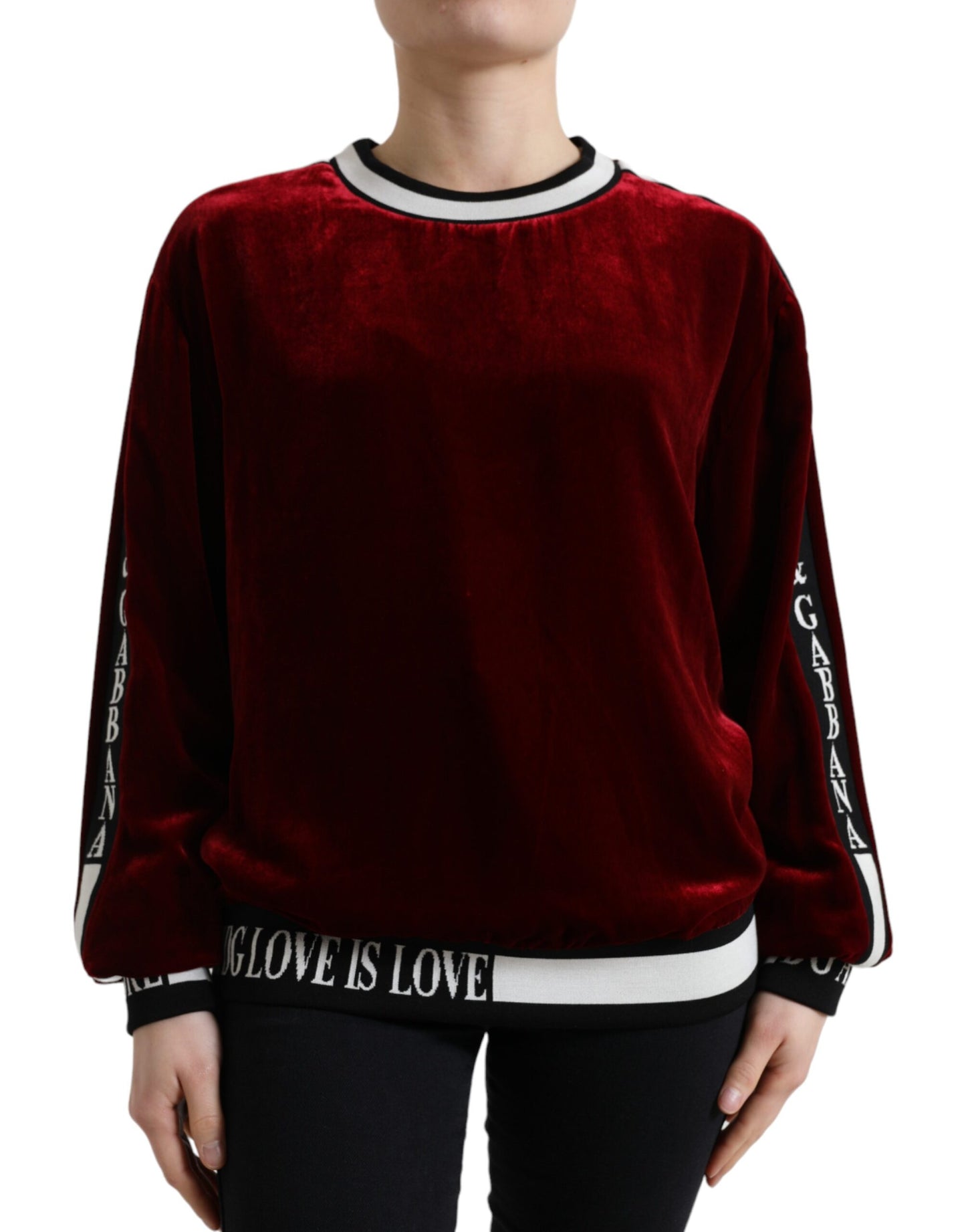 Dolce & Gabbana Bordeaux Velvet Pullover Sweater