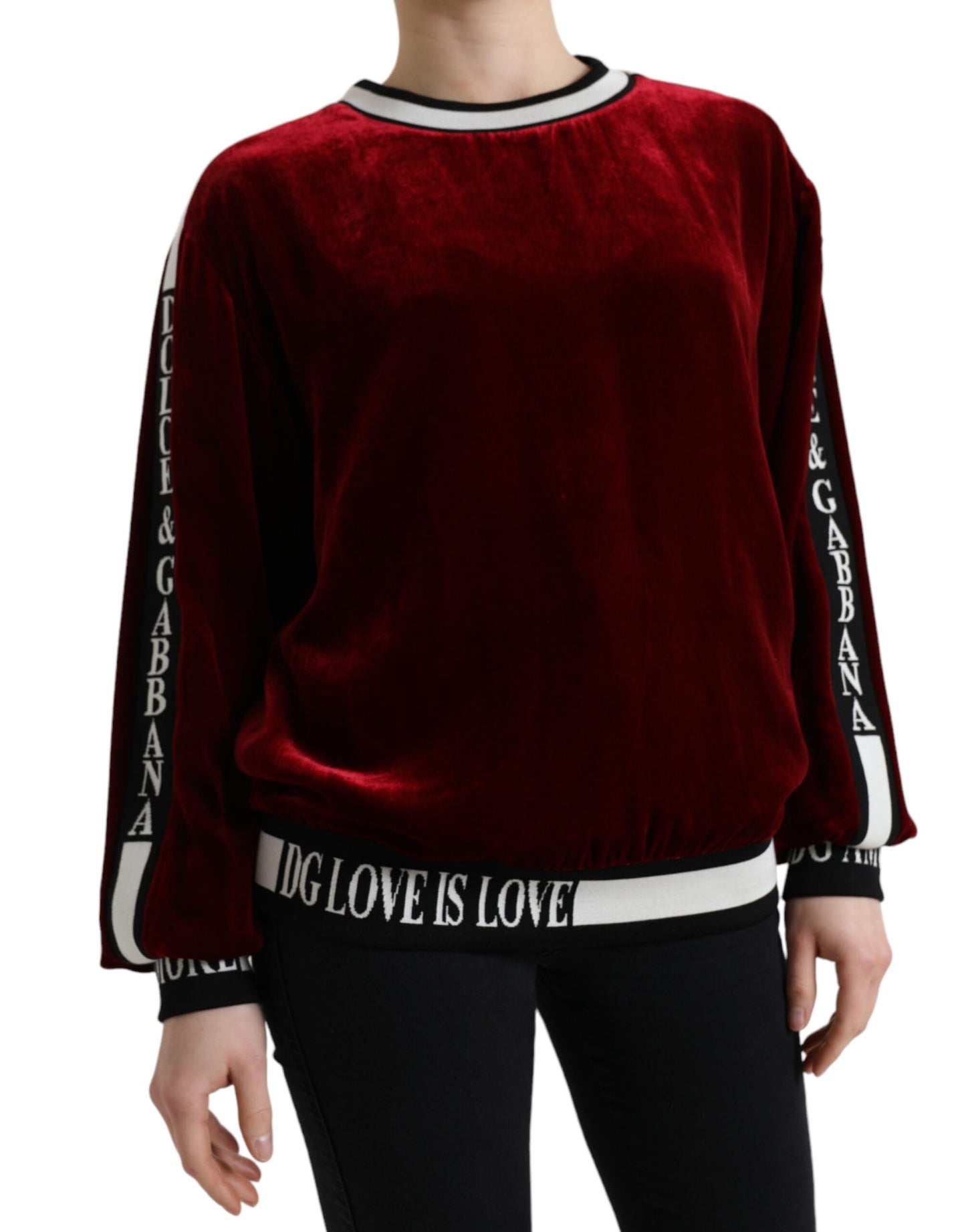 Dolce & Gabbana Bordeaux Velvet Pullover Sweater