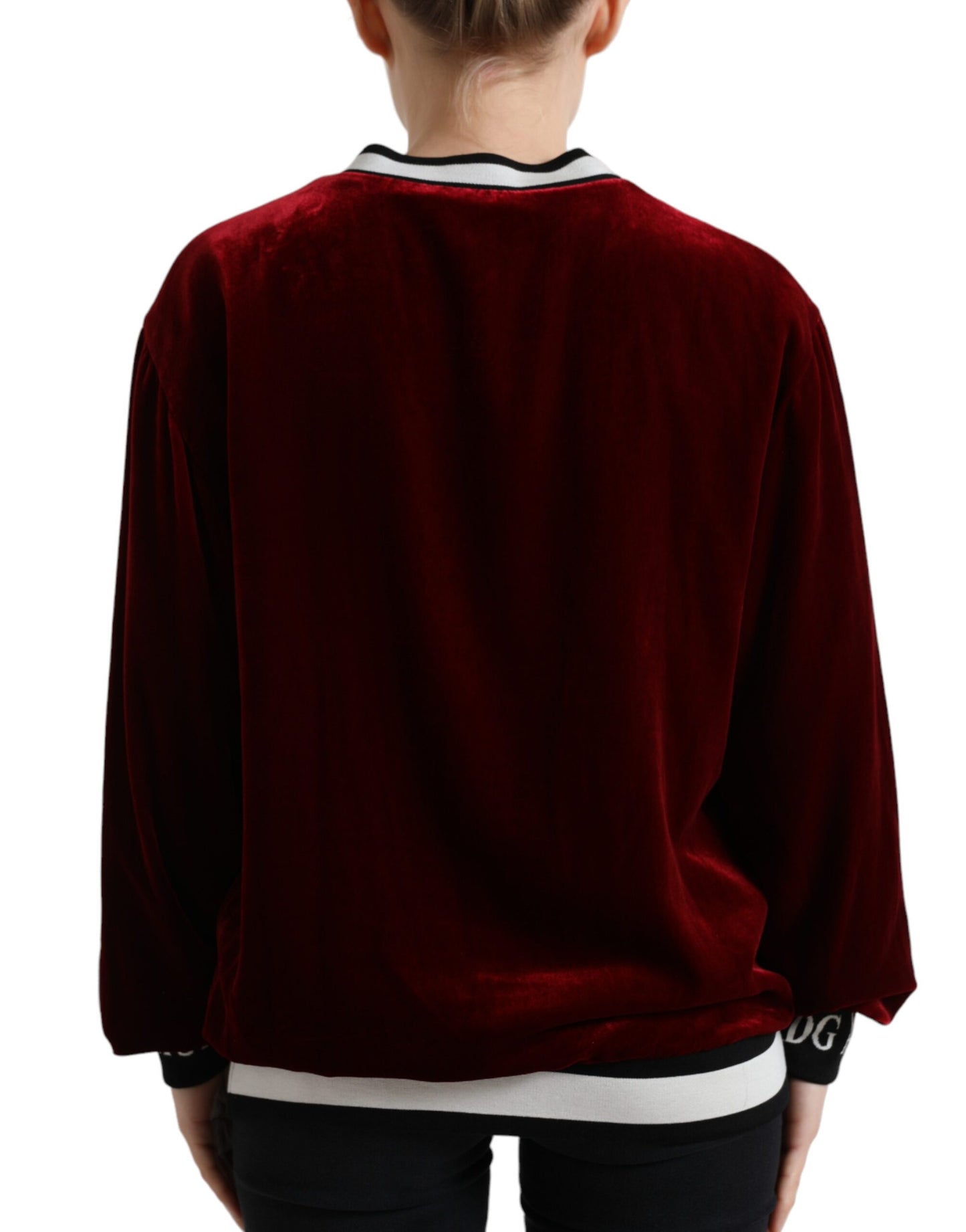 Dolce & Gabbana Bordeaux Velvet Pullover Sweater