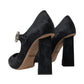 Dolce & Gabbana Black Brocade Mary Janes Heels Pumps Shoes