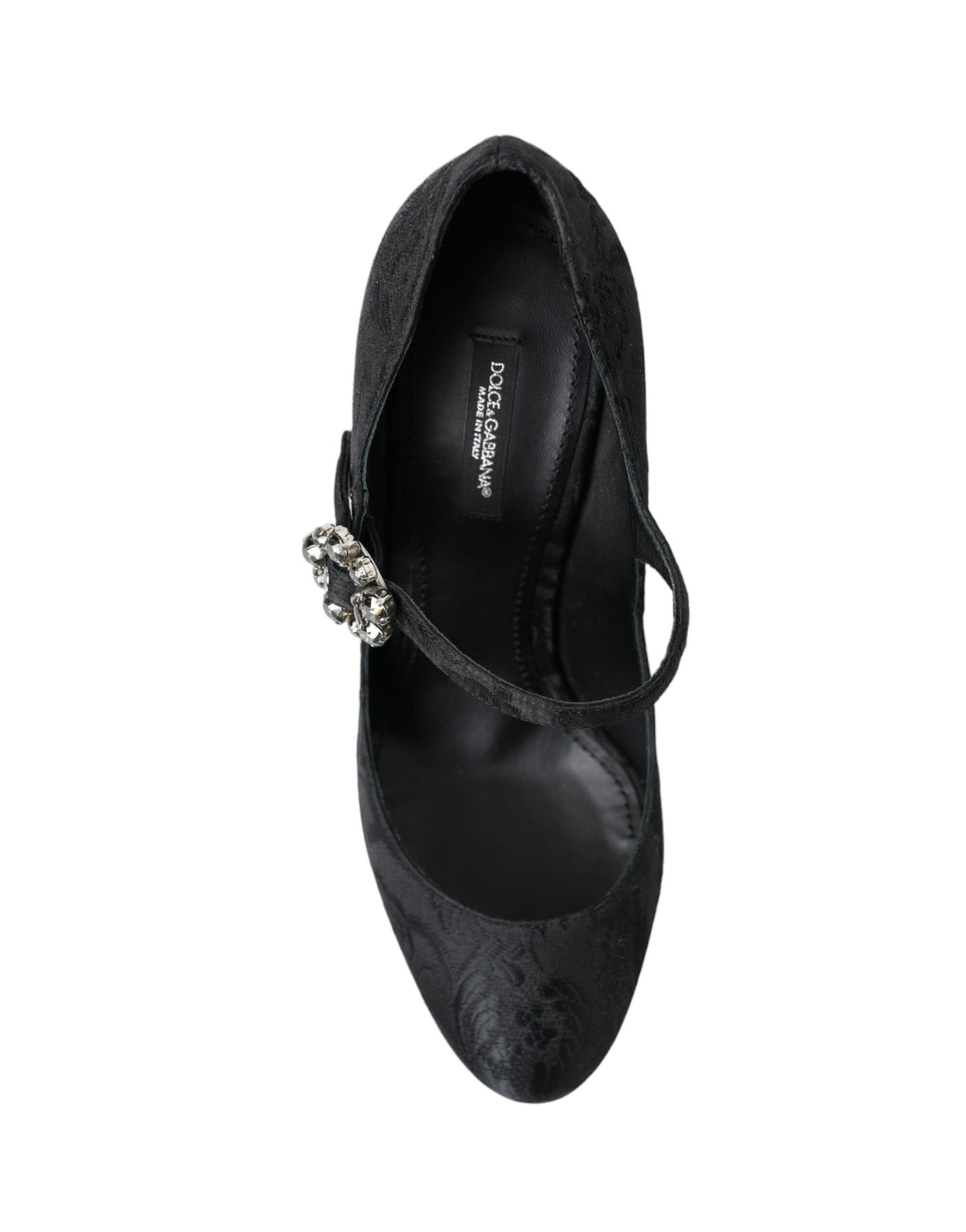 Dolce & Gabbana Black Brocade Mary Janes Heels Pumps Shoes