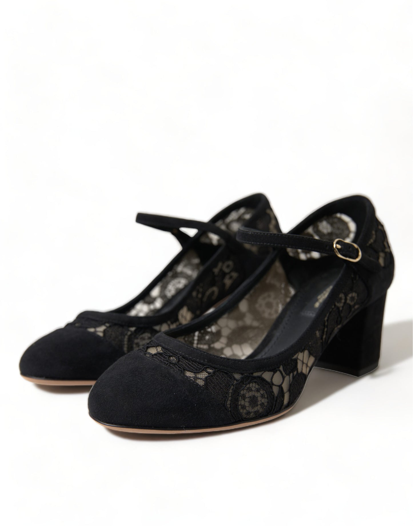 Dolce & Gabbana Black Mary Jane Taormina Lace Pumps Shoes