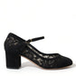 Dolce & Gabbana Black Mary Jane Taormina Lace Pumps Shoes