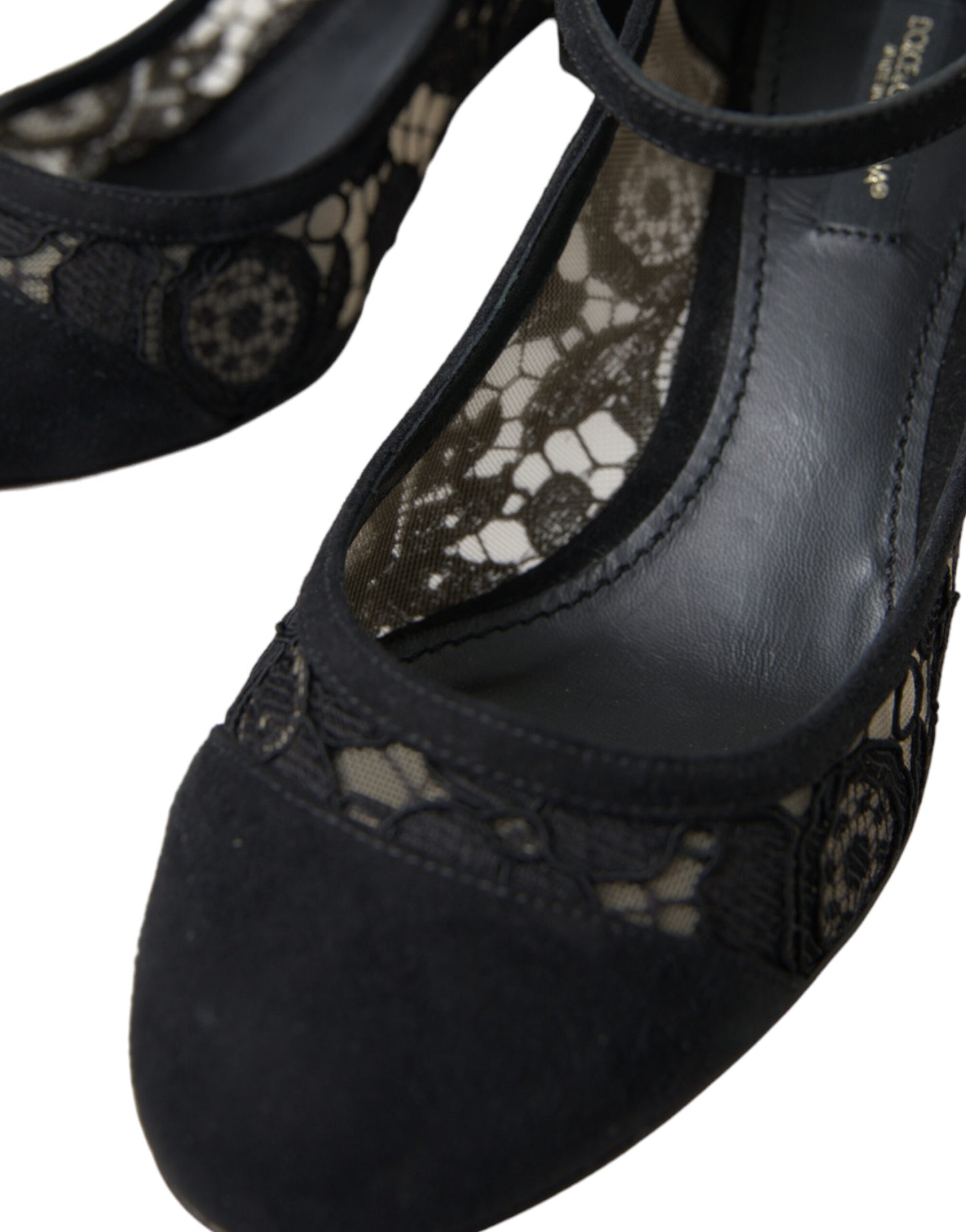 Dolce & Gabbana Black Mary Jane Taormina Lace Pumps Shoes