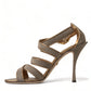 Dolce & Gabbana Bronze Crystal Strap Heels Sandals Shoes