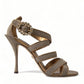 Dolce & Gabbana Bronze Crystal Strap Heels Sandals Shoes