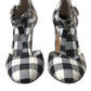 Dolce & Gabbana Black White Gingham Brocade Mary Janes Shoes