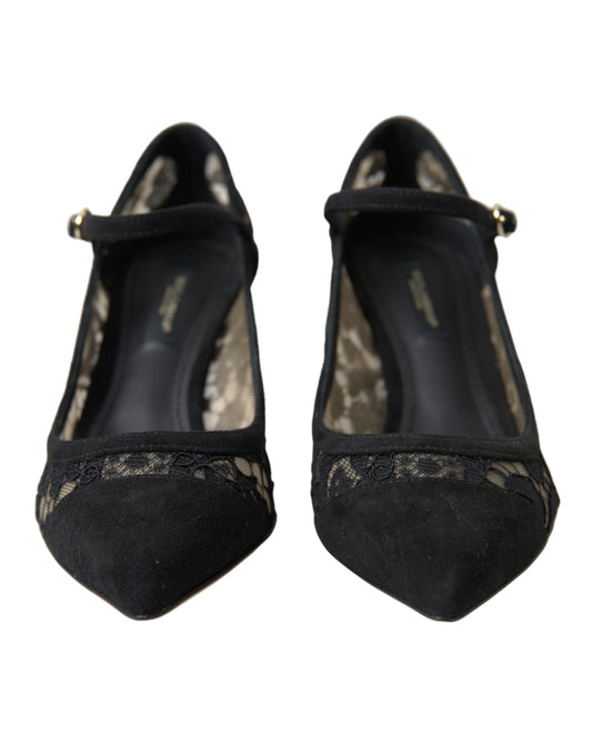 Dolce & Gabbana Black Viscose Taormina Lace Pumps Shoes