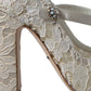 Dolce & Gabbana White Lace Crystals Heels Sandals Shoes