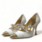 Dolce & Gabbana White Mary Jane Crystal Pearl Pumps Shoes