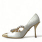 Dolce & Gabbana White Mary Jane Crystal Pearl Pumps Shoes