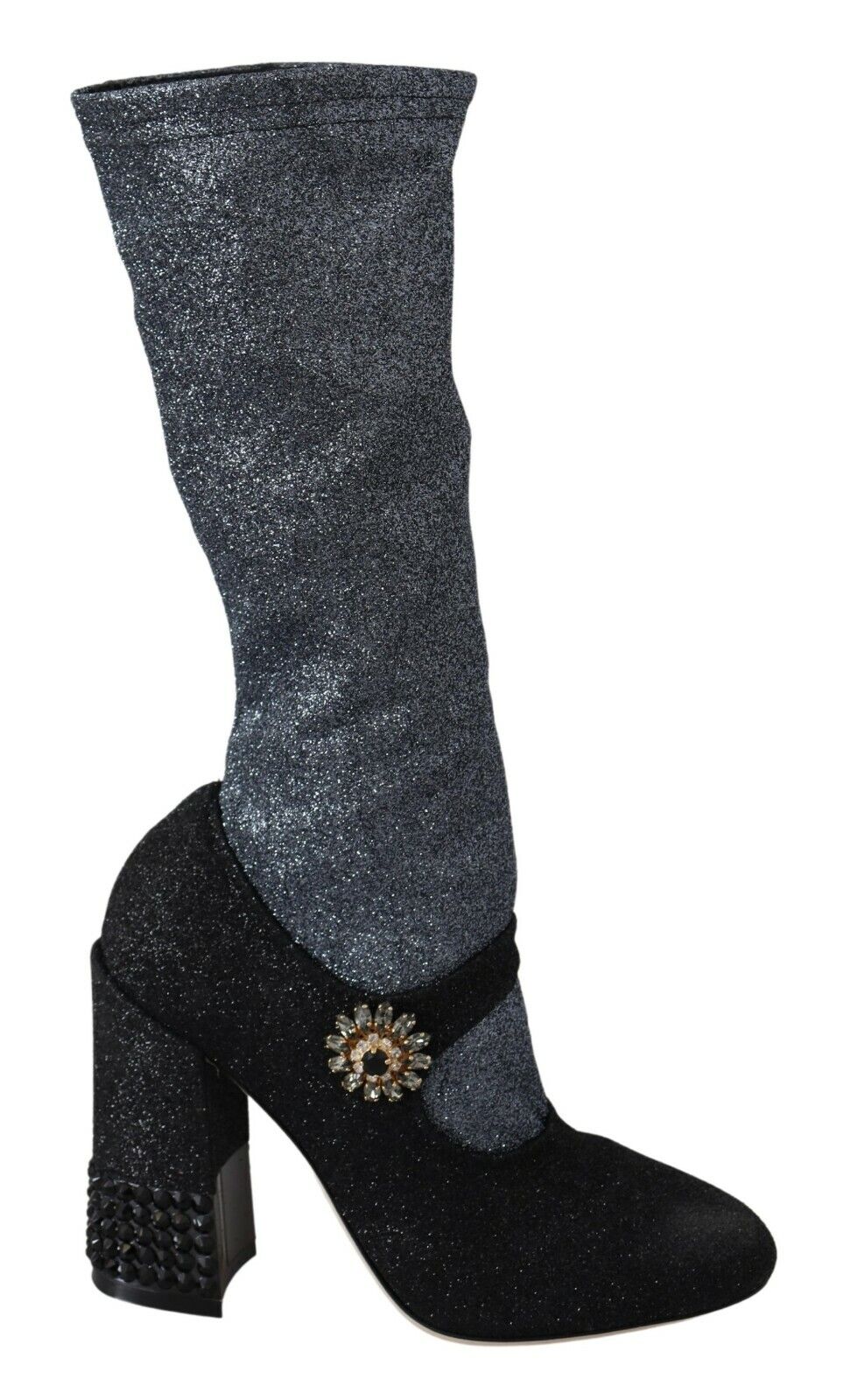 Dolce & Gabbana Black Crystal Mary Janes Booties Shoes