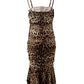 Dolce & Gabbana Brown Leopard Print Ruched Dress