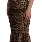 Dolce & Gabbana Brown Leopard Print Ruched Dress