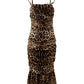 Dolce & Gabbana Brown Leopard Print Ruched Dress