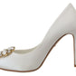 Dolce & Gabbana White Crystals Peep Toe Heel Satin Pumps