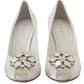 Dolce & Gabbana White Crystals Peep Toe Heel Satin Pumps