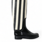 Dolce & Gabbana Black Rubber Knee High Flat Boots Shoes