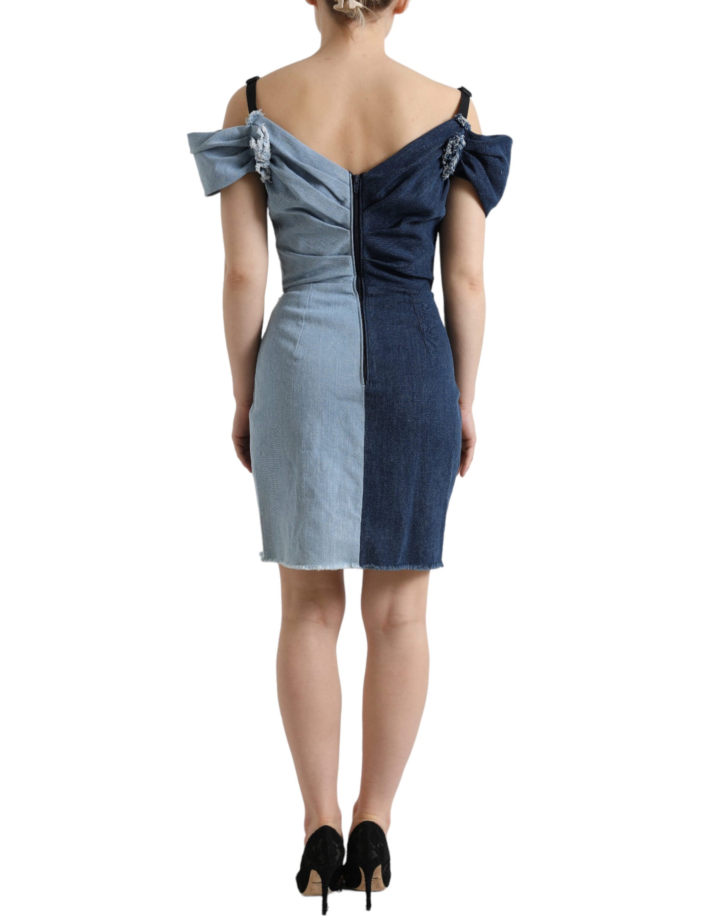 Dolce & Gabbana Blue Patchwork Two Tone Denim Dress