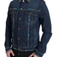 Dolce & Gabbana Blue Denim Turquoise Stones Studded Jacket