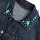 Dolce & Gabbana Blue Denim Turquoise Stones Studded Jacket