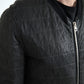 Dolce & Gabbana Black Leather Bomber Jacket