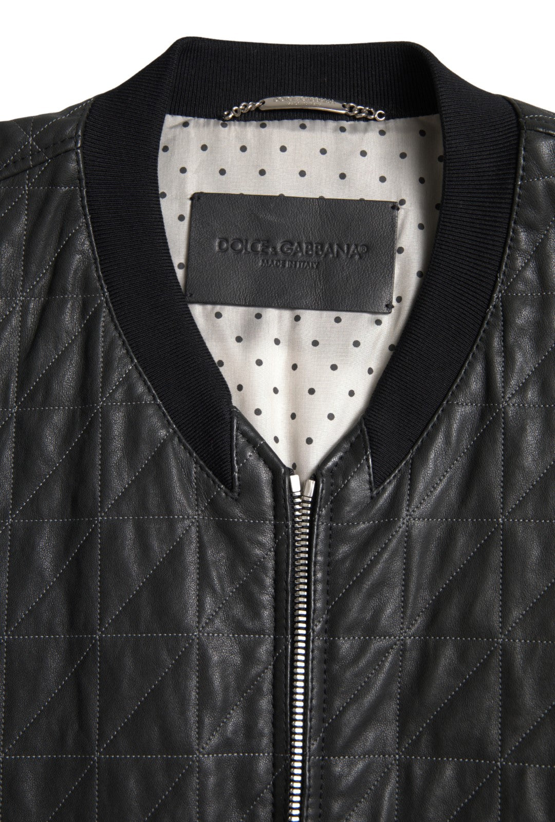 Dolce & Gabbana Black Leather Bomber Jacket