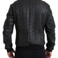 Dolce & Gabbana Black Leather Bomber Jacket